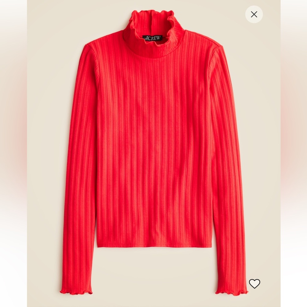 NWT J.Crew Pointelle Knit Turtleneck, candy apple, XS